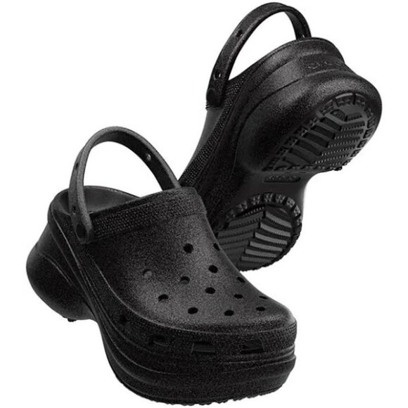 NEW Crocs Sizes 6, 7, 8, 9, 10 Women's Bae Glitter Platform Clog - Black - Picture 8 of 8